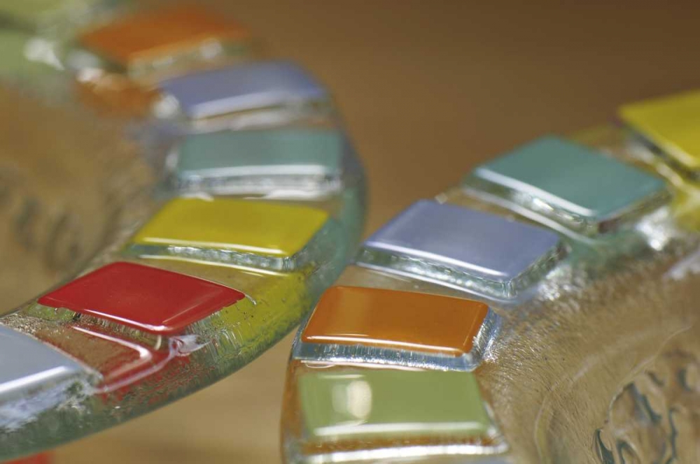 USA Colorful hand-made dish made of fused glass art print by Steve Terrill for $57.95 CAD