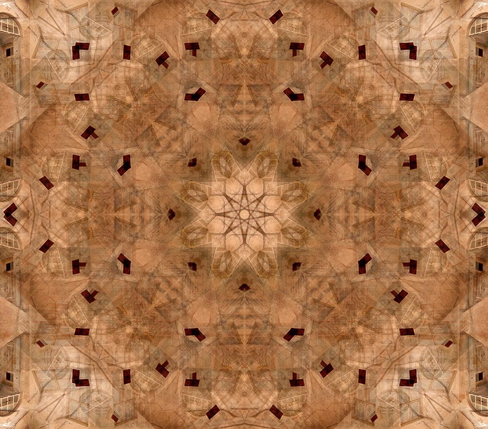 Tan and brown architectural kaleidoscope abstract of door art print by Jaynes Gallery for $57.95 CAD