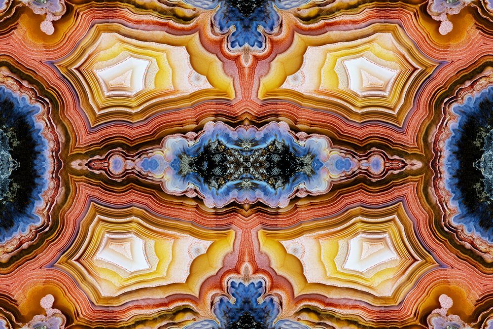 Laguna agate kaleidoscope repeating mirror-effect pattern. art print by Darrell Gulin for $57.95 CAD