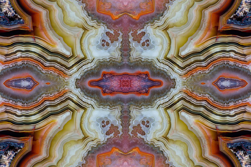 Laguna agate kaleidoscope repeating mirror-effect pattern. art print by Darrell Gulin for $57.95 CAD
