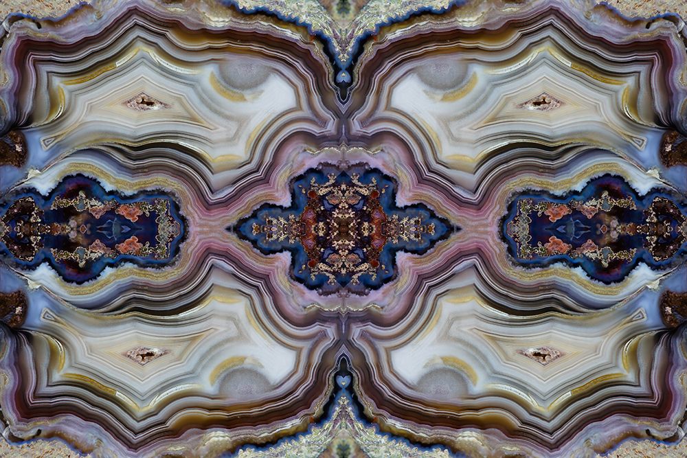 Laguna agate kaleidoscope repeating mirror-effect pattern. art print by Darrell Gulin for $57.95 CAD