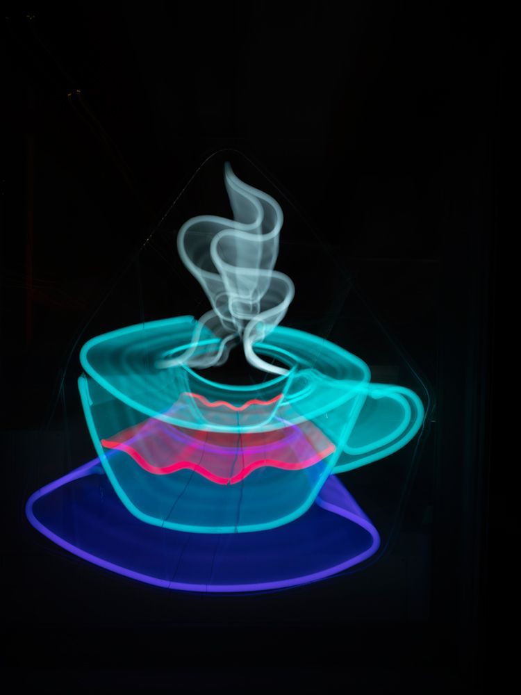 Neon coffee cup sign art print by Merrill Images for $57.95 CAD