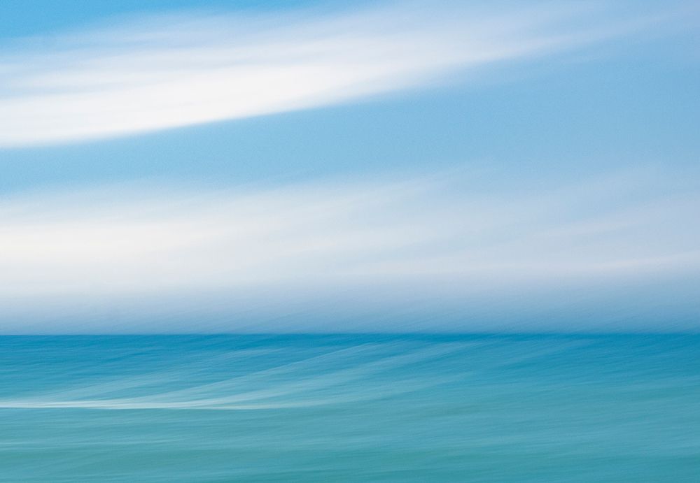 Blue and white abstract blur of sea and sky. art print by Merrill Images for $57.95 CAD
