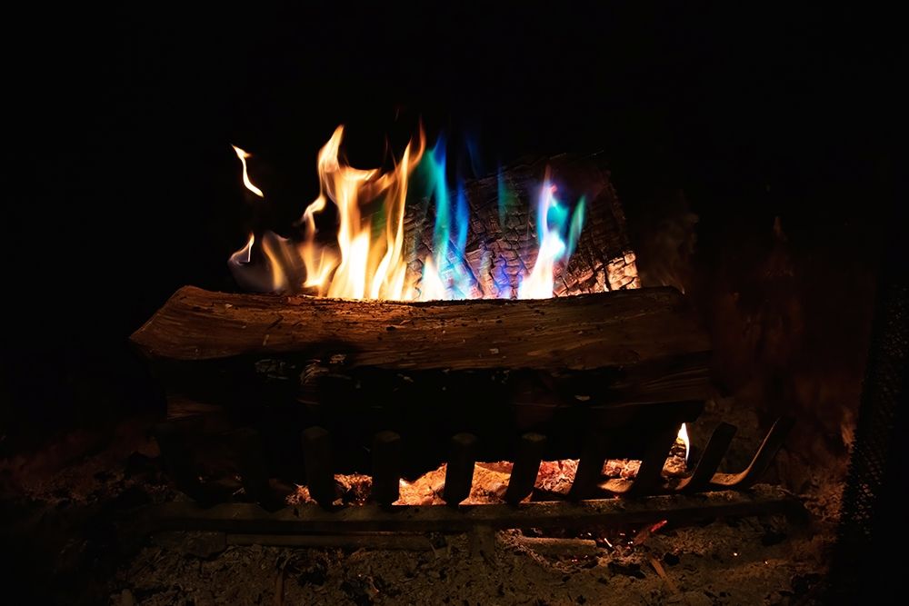 Colorful flames in a fireplace art print by David Herbig for $57.95 CAD