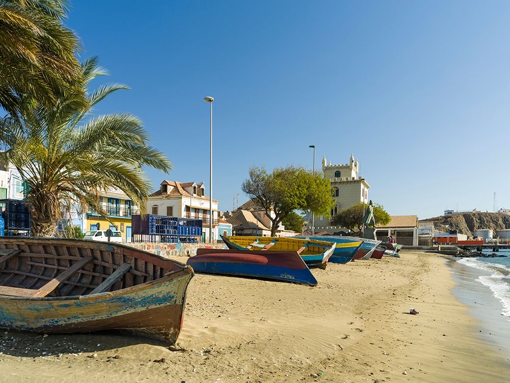 View of Marina and Porto Grande City Mindelo-a seaport on the island Sao Vicente-Cape Verde Africa art print by Martin Zwick for $57.95 CAD