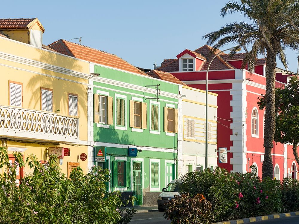 Rua de Praia or Avenida da Republica with old townhouses of trading companies Africa art print by Martin Zwick for $57.95 CAD