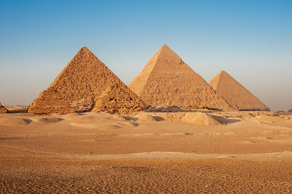 Africa, Egypt, Giza. Classic view of the three Pyramids of Giza. art print by Alison Wright for $57.95 CAD