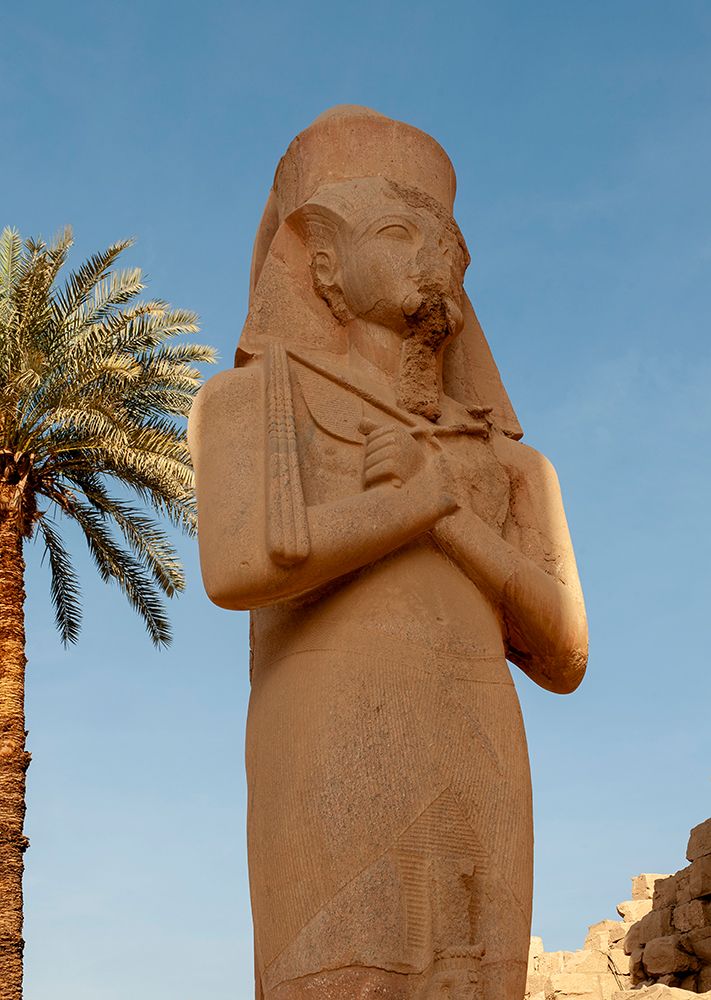 Africa, Egypt, Luxor. Close view of a statue in the Valley of the Kings at sunrise. art print by Alison Wright for $57.95 CAD