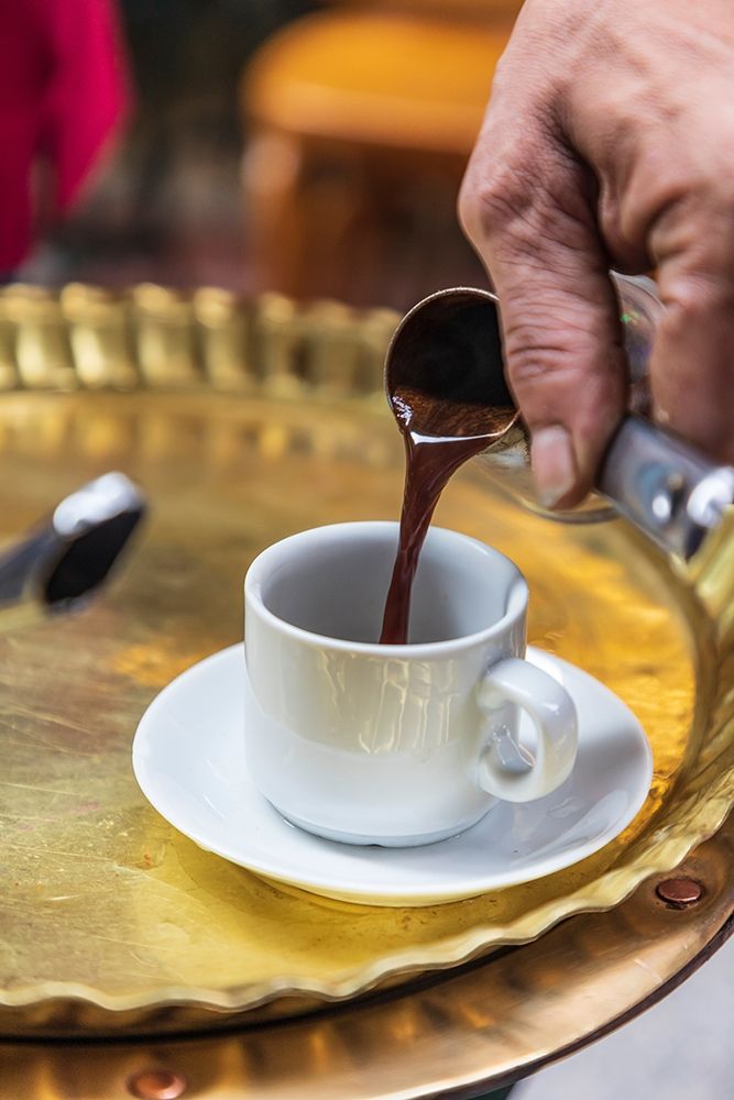 Africa-Egypt-Cairo Egyptian coffee being served traditionally at a coffee shop in Cairo art print by Emily Wilson for $57.95 CAD