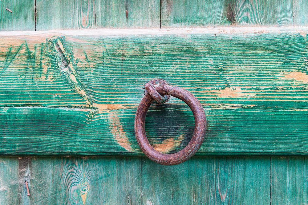 Faiyum-Egypt Iron ring on a green painted wooden gate art print by Emily M. Wilson for $57.95 CAD