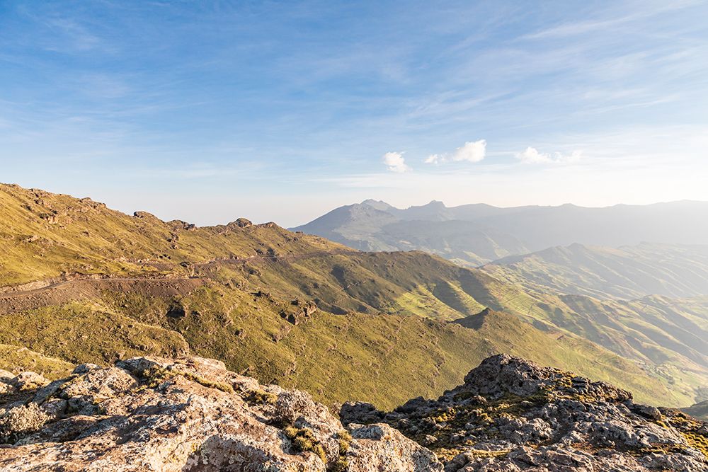 Ethiopia. Amhara. North Gondar. Road along hillside in the Ethiopian highlands. art print by Emily M. Wilson for $57.95 CAD