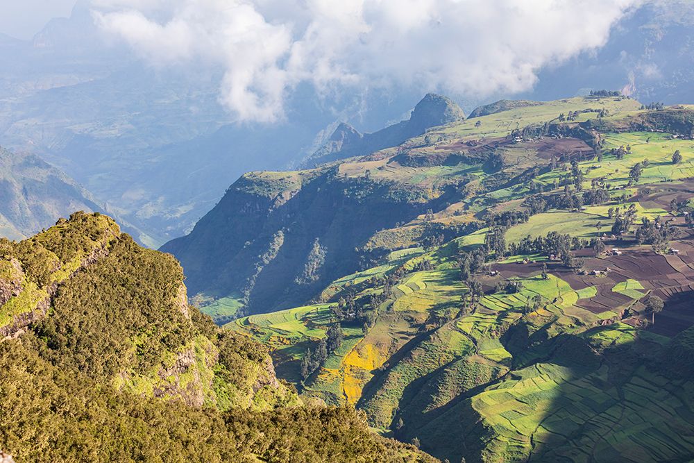 Ethiopia. Amhara. North Gondar. View of farms and a village in the Ethiopian highlands. art print by Emily M. Wilson for $57.95 CAD