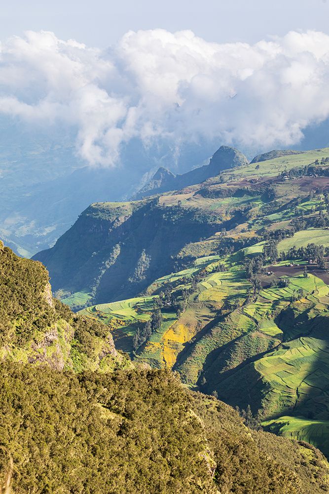 Ethiopia. Amhara. North Gondar. View of farms and a village in the Ethiopian highlands. art print by Emily M. Wilson for $57.95 CAD