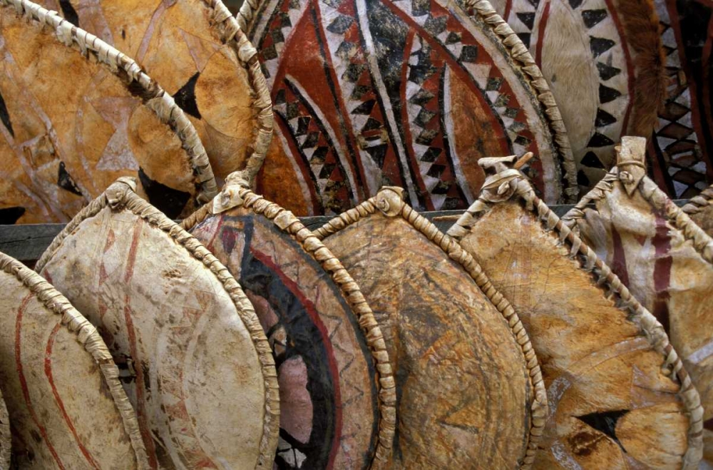 Kenya Masai shields at a roadside display art print by Don Grall for $57.95 CAD
