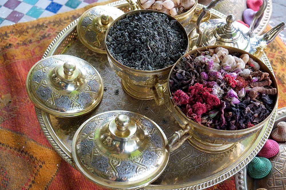 Marrakech-Morocco Tea set with herbs-flowers and spices art print by Julien McRoberts for $57.95 CAD