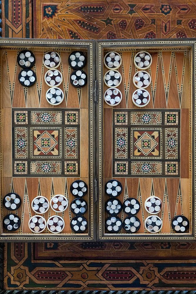 Fes-Morocco Hand carved backgammon set with inlay art print by Julien McRoberts for $57.95 CAD