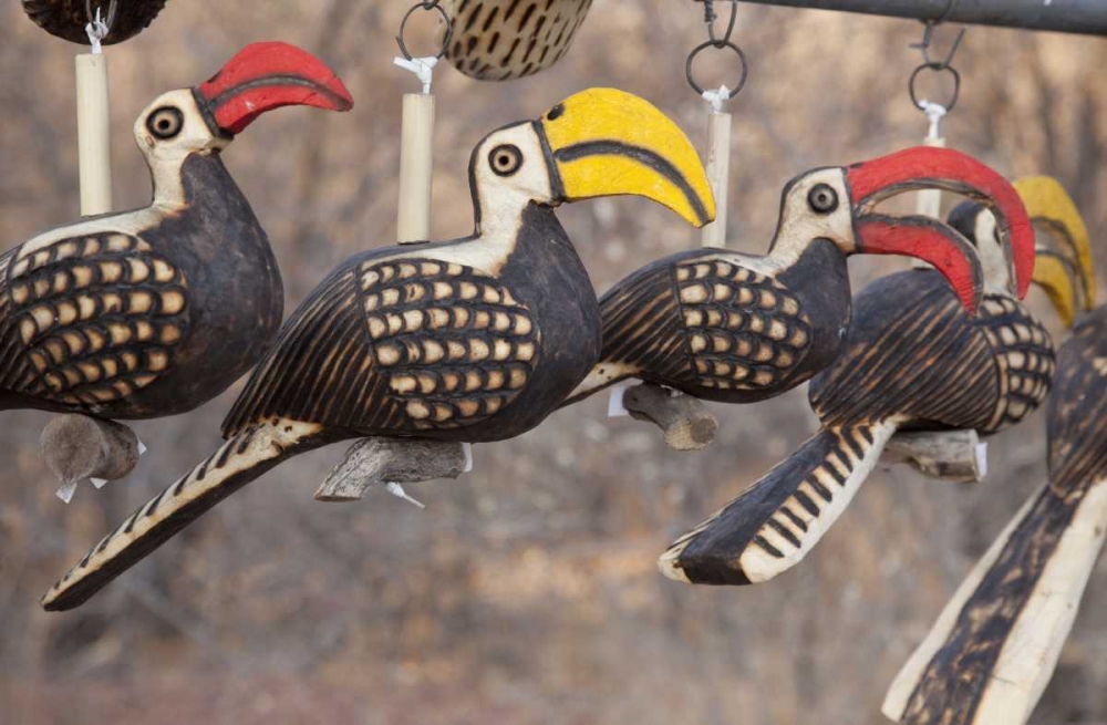 Wooden bird carvings, Etosha NP, Namibia art print by Wendy Kaveney for $57.95 CAD