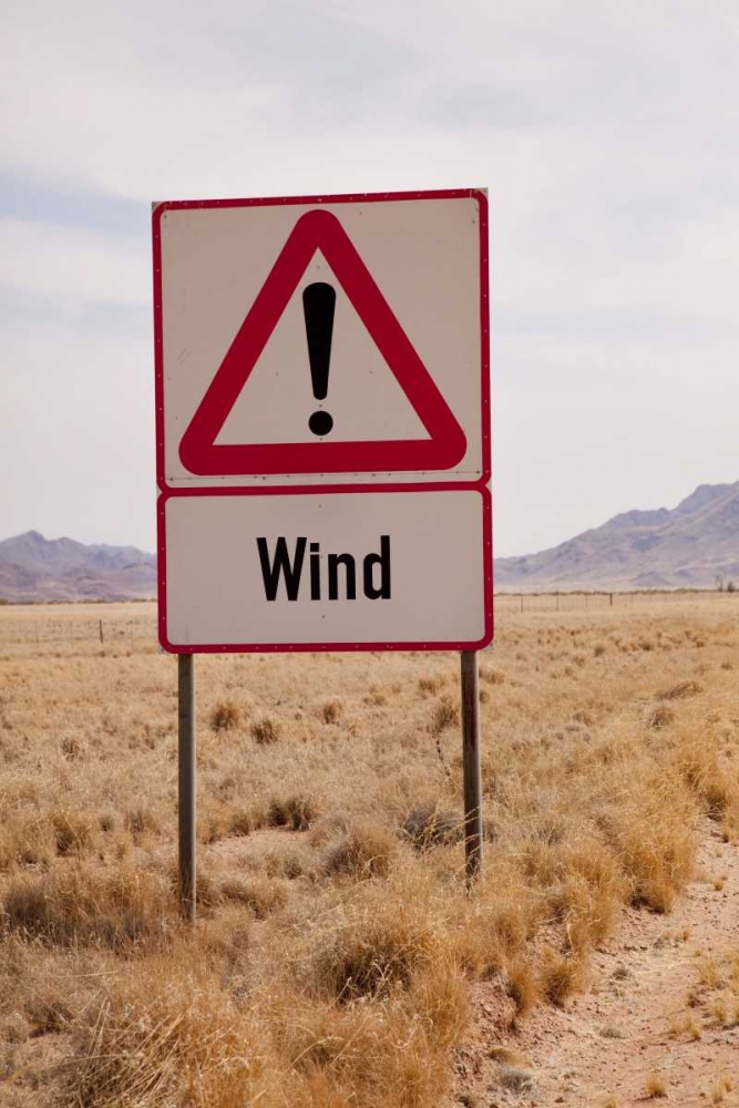 Namibia, Namib Desert Wind caution sign art print by Wendy Kaveney for $57.95 CAD