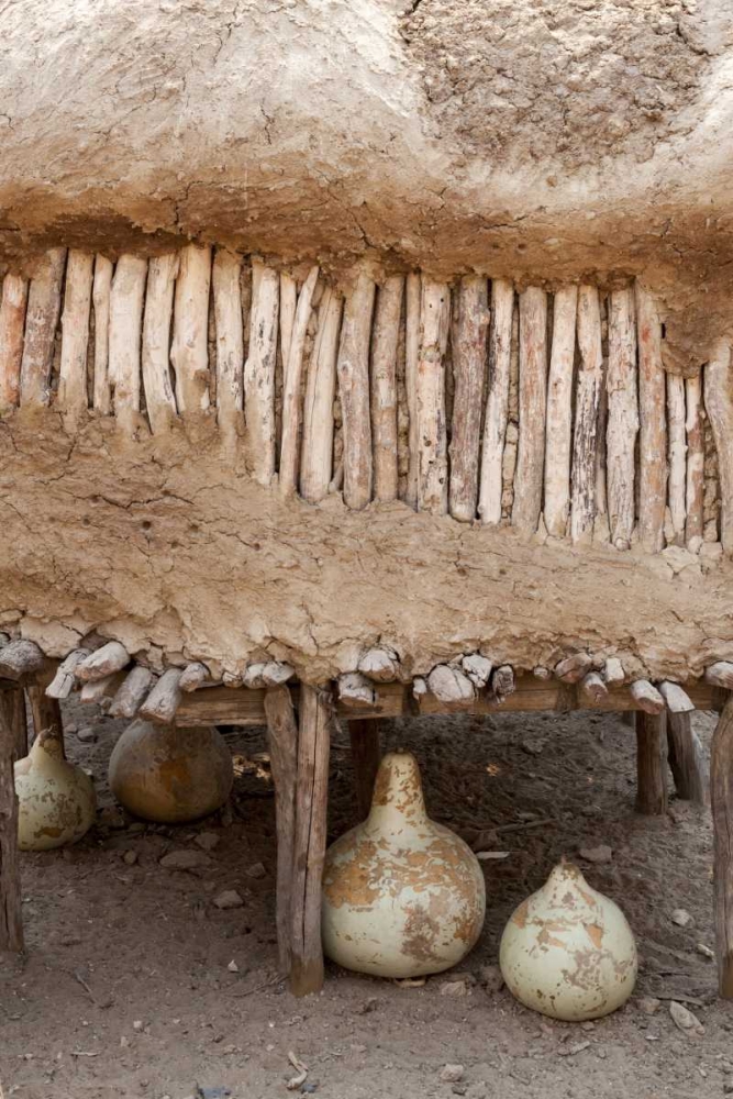 Namibia, Opuwo Gourds under food storage hut art print by Wendy Kaveney for $57.95 CAD