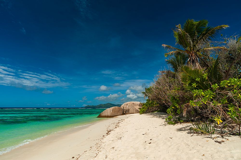 Sandy tropical beach on the Indian Ocean Anse Source d Argent Beach-La Digue Island-Seychelles art print by Sergio Pitamitz for $57.95 CAD