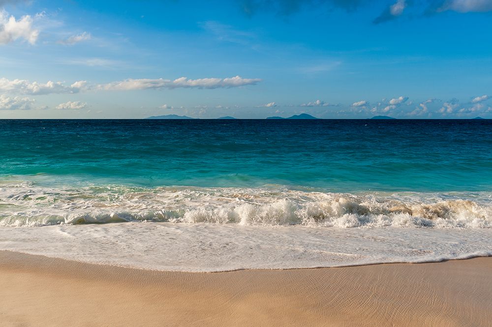 Indian Ocean surf surging onto a sandy tropical beach Anse Macquereau Beach-Seychelles art print by Sergio Pitamitz for $57.95 CAD