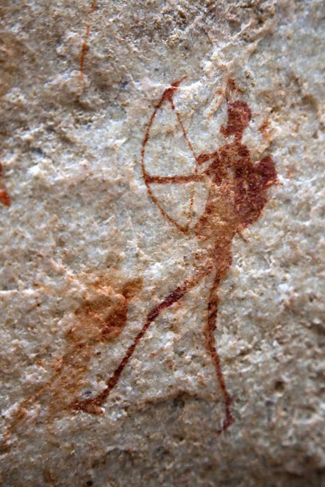 Rock painting of ancient archer, South Africa art print by Wendy Kaveney for $57.95 CAD