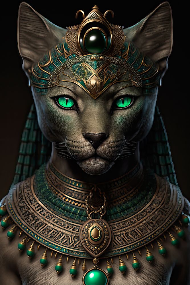 Egyptian cat adorned in royal garb. AI Generated. art print by Jaynes Gallery for $57.95 CAD