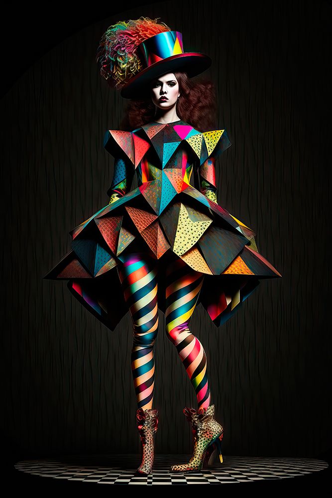 Woman dressed in harlequin fashion. AI Generated. art print by Jaynes Gallery for $57.95 CAD