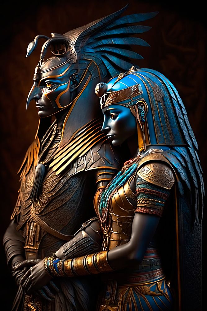 Male and female ancient Egyptian gods. AI Generated. art print by Jaynes Gallery for $57.95 CAD