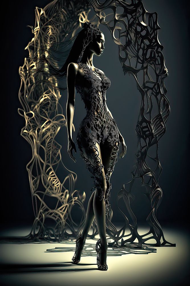 Female model in black lace. AI Generated. art print by Jaynes Gallery for $57.95 CAD