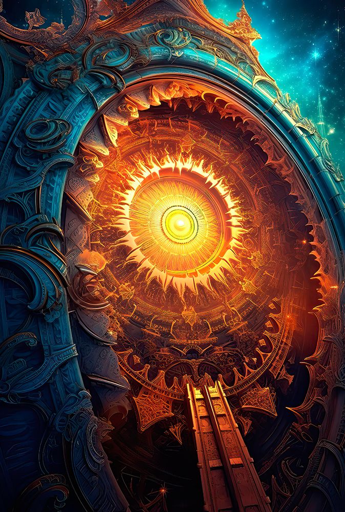 Fantasy of futuristic sun symbol and architecture. AI Generated. art print by Jaynes Gallery for $57.95 CAD