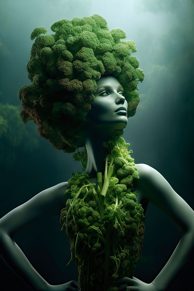Broccoli woman fantasy. AI Generated. art print by Jaynes Gallery for $57.95 CAD