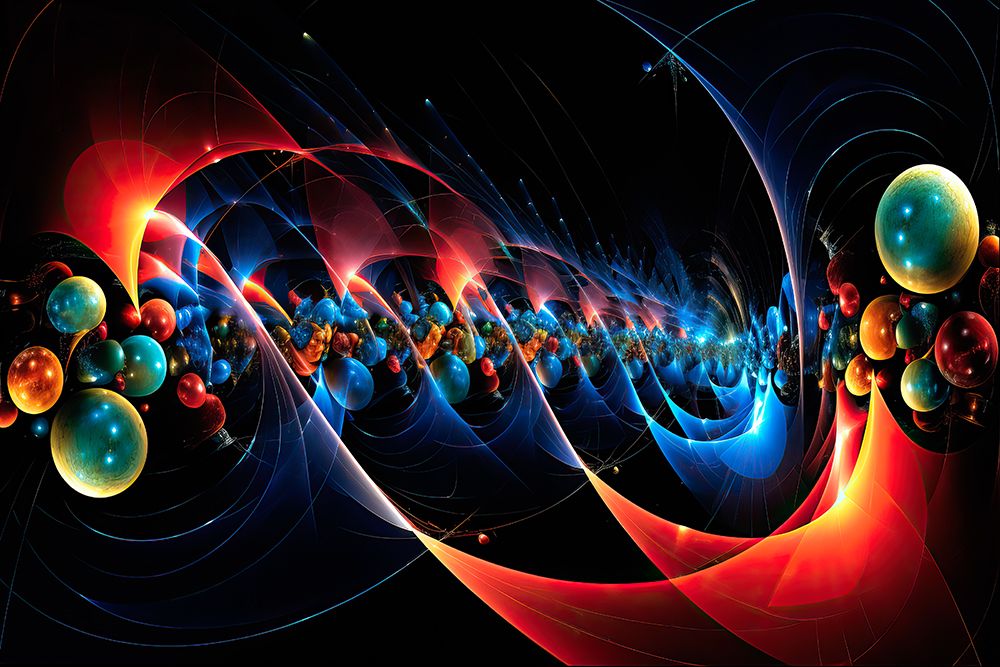 Design with curves and bubbles. AI Generated. art print by Jaynes Gallery for $57.95 CAD