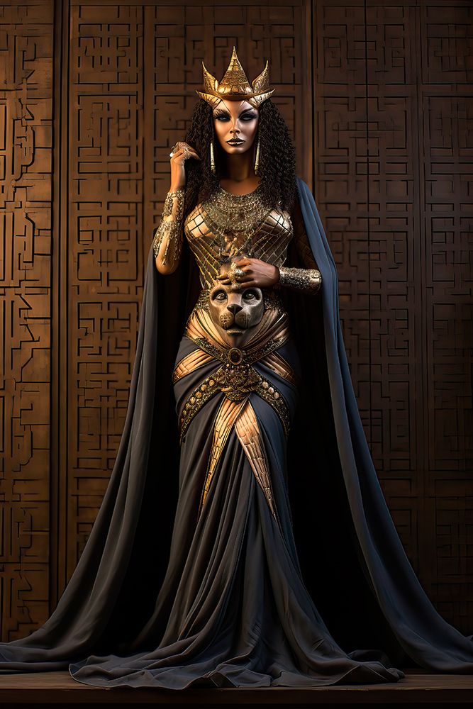 Egyptian queen in exotic garb. AI Generated. art print by Jaynes Gallery for $57.95 CAD