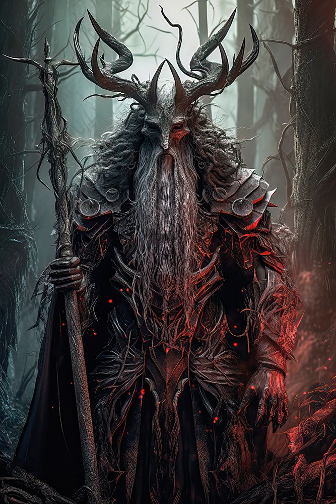 Mythical male cryptid creature in foggy forest. AI Generated. art print by Jaynes Gallery for $57.95 CAD