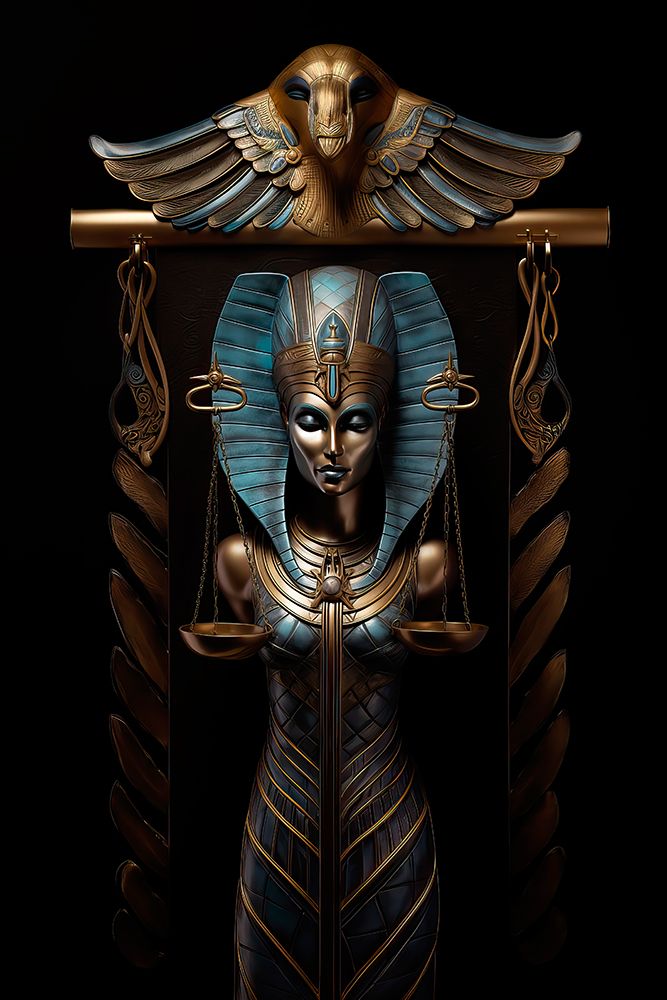 Egyptian balance scale to weigh ones heart. AI Generated. art print by Jaynes Gallery for $57.95 CAD