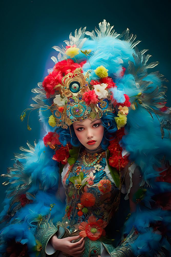 Fantasy of carnival participant in Asia. AI Generated. art print by Jaynes Gallery for $57.95 CAD