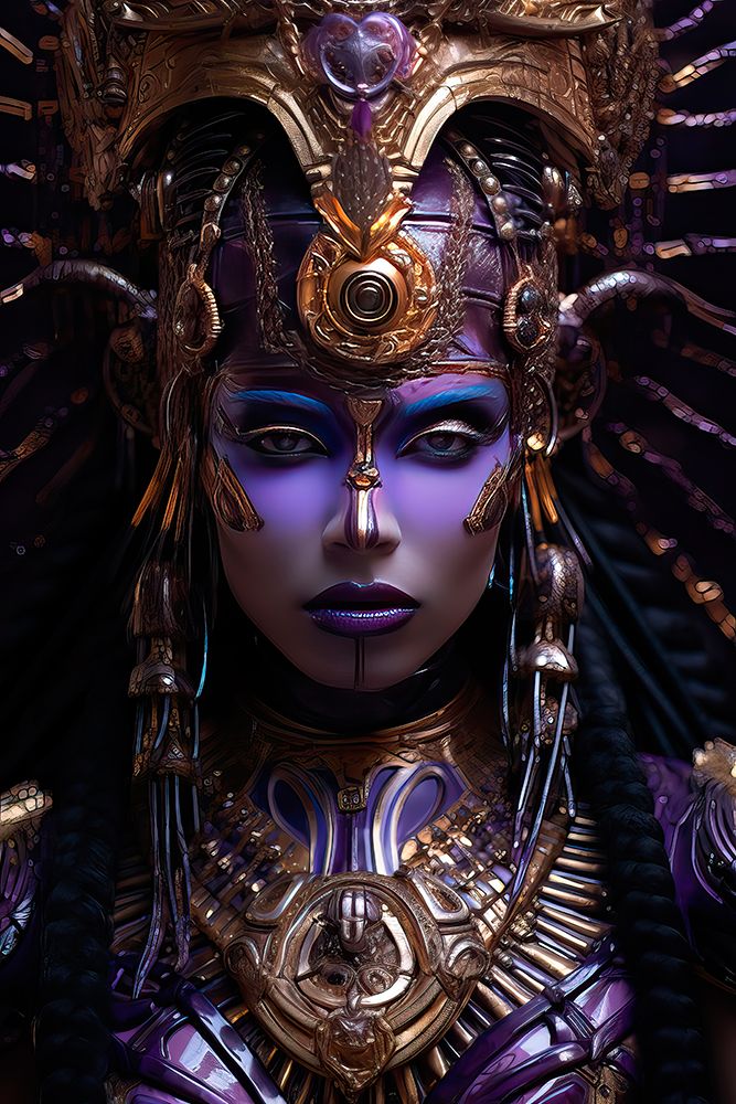 Fantasy of a queen with purple skin. AI Generated. art print by Jaynes Gallery for $57.95 CAD