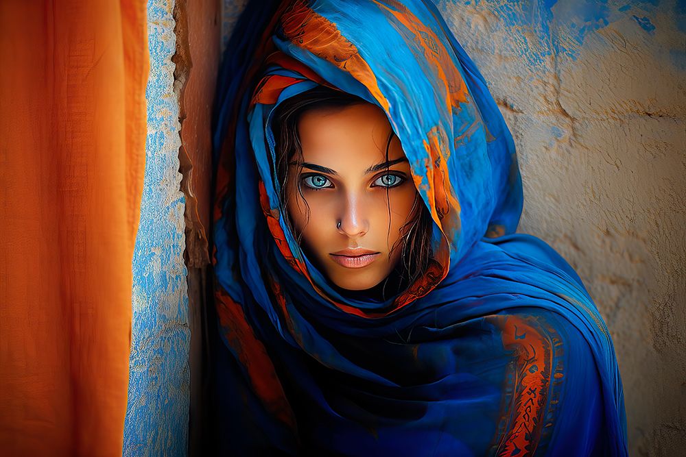 Close-up face of Moroccan woman. AI Generated. art print by Jaynes Gallery for $57.95 CAD