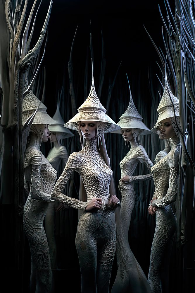 Women in futuristic fashion outfits. AI Generated. art print by Jaynes Gallery for $57.95 CAD