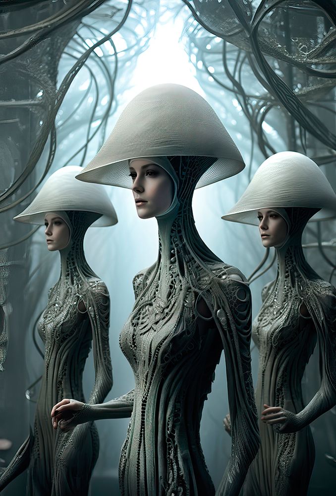Women in futuristic fashion outfits. AI Generated. art print by Jaynes Gallery for $57.95 CAD