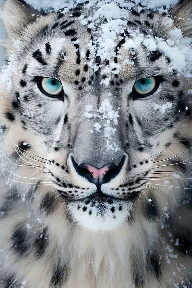 Close-up of snow leopard face. AI Generated. art print by Jaynes Gallery for $57.95 CAD