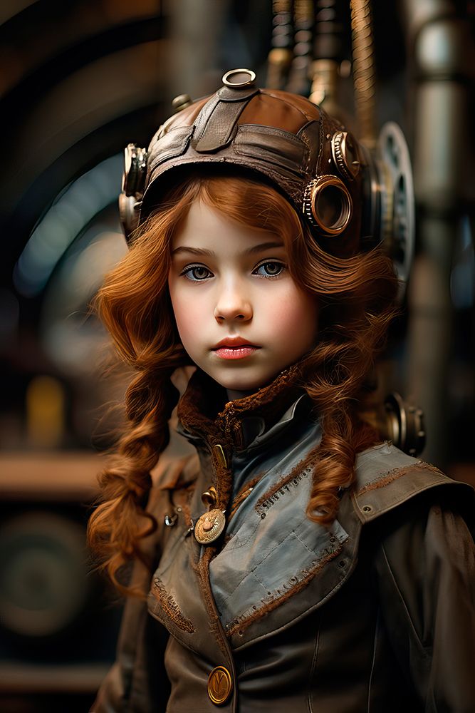 Fantasy of young girl in steampunk clothes. AI Generated. art print by Jaynes Gallery for $57.95 CAD