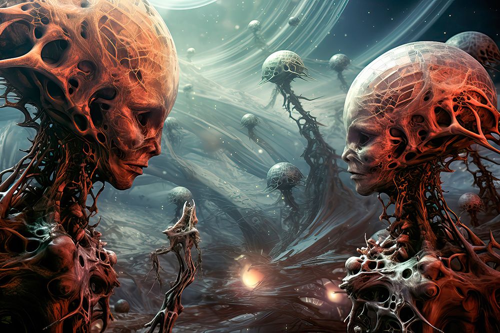 Alien beings and environment. AI Generated. art print by Jaynes Gallery for $57.95 CAD