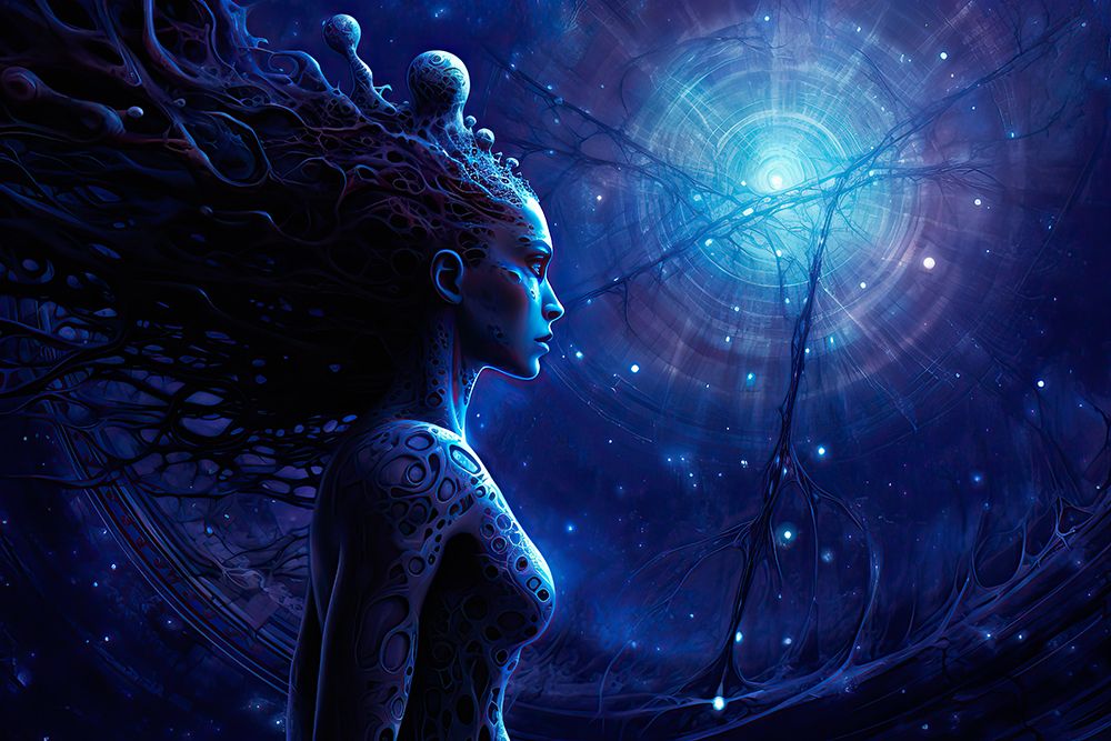 Alien woman seeing into the future. AI Generated. art print by Jaynes Gallery for $57.95 CAD