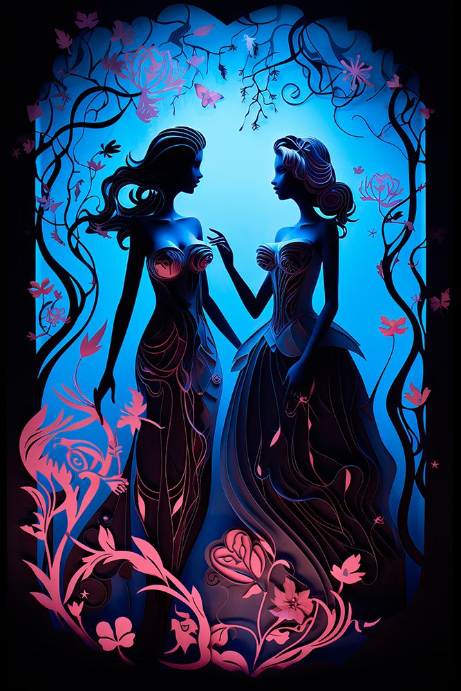 Graphic of two women. AI Generated. art print by Jaynes Gallery for $57.95 CAD