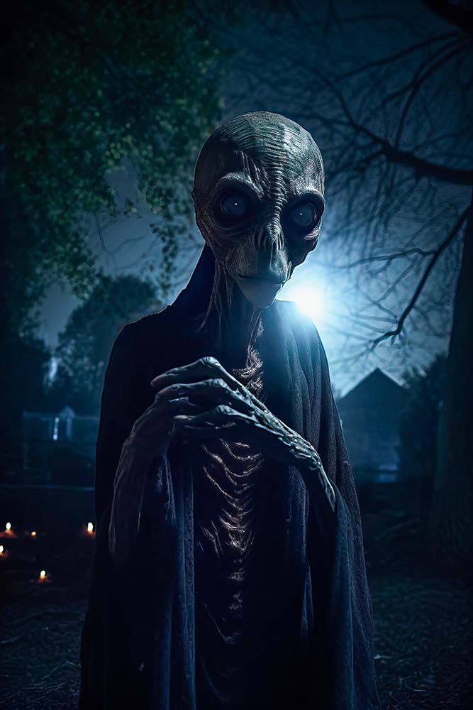 Alien at night. AI Generated. art print by Jaynes Gallery for $57.95 CAD