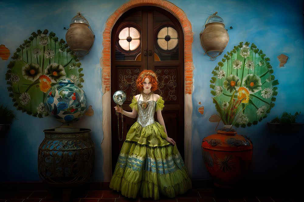 Young redheaded girl in green dress. AI Generated. art print by Jaynes Gallery for $57.95 CAD