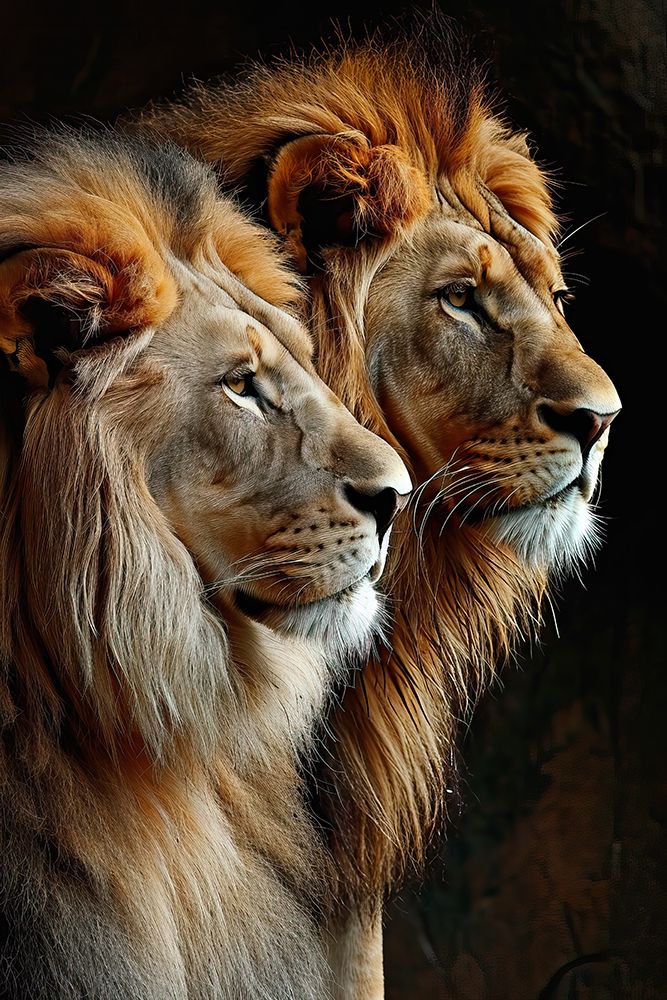 Close-up of male lions. AI Generated. art print by Jaynes Gallery for $57.95 CAD