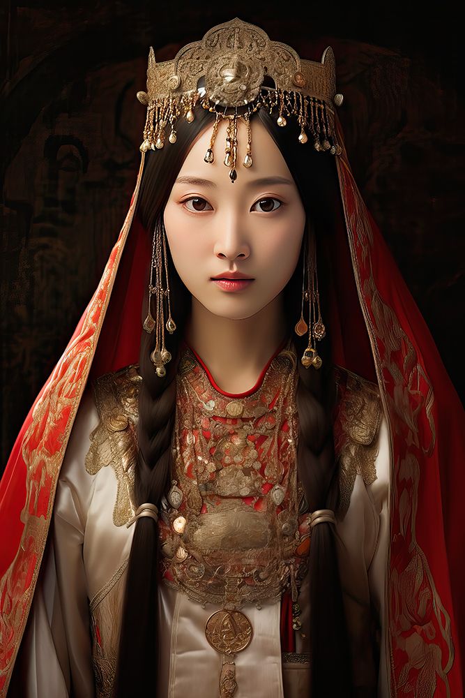13th century Mongolian queen. AI Generated. art print by Jaynes Gallery for $57.95 CAD